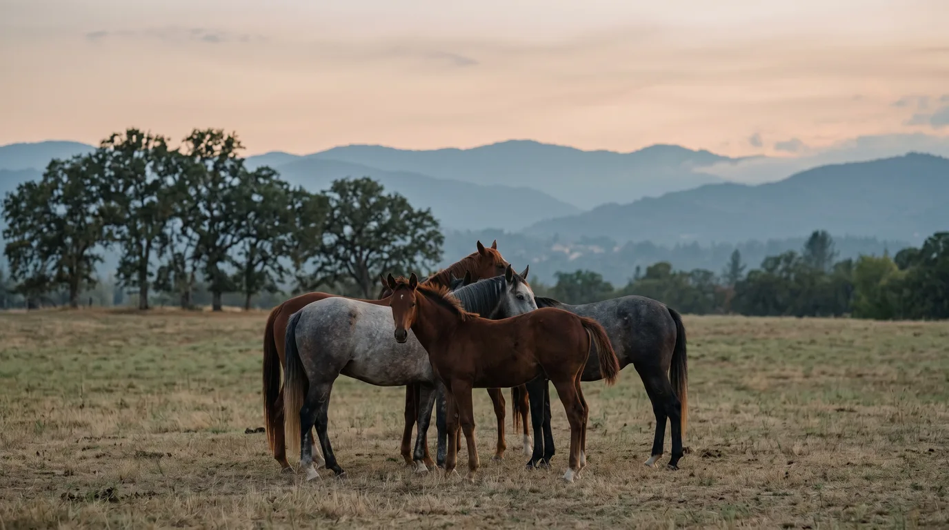Chevaux en liberté, Les Écuries du Rosey, Ain